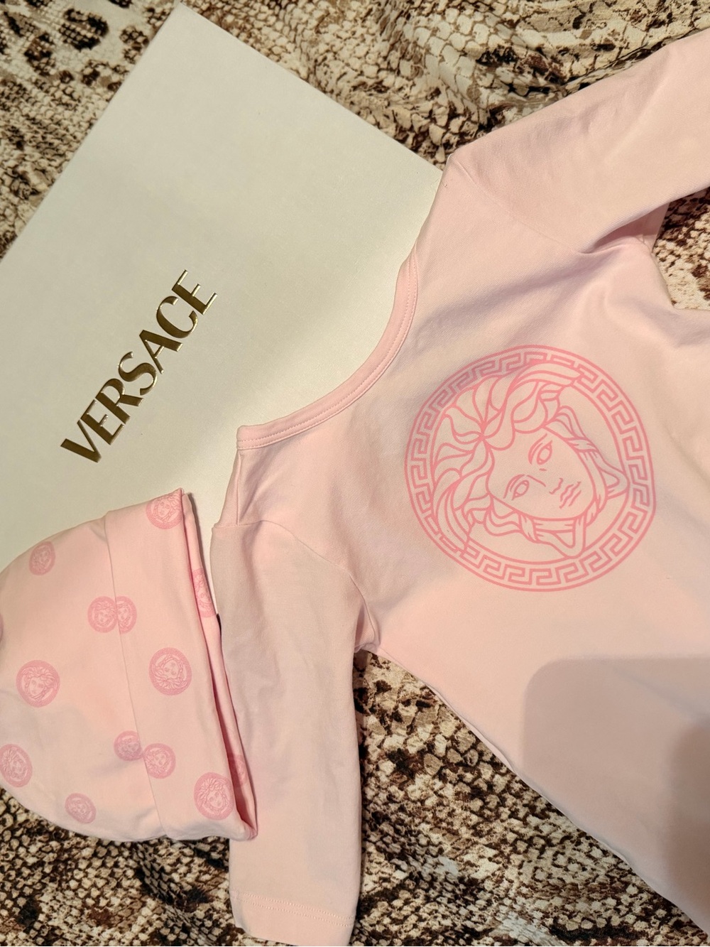 Versace Light Pink Medusa Footie One-Piece for Kids